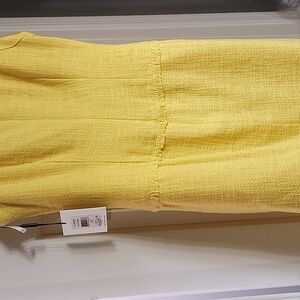 Calvin Klein Yellow Sheath Midi Dress Crew Neck